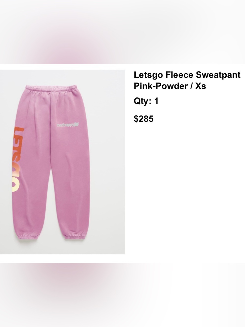 Madhappy Letsgo Fleece Sweatpants - Powder Pink with Orange Logo - Picture 1 of 1